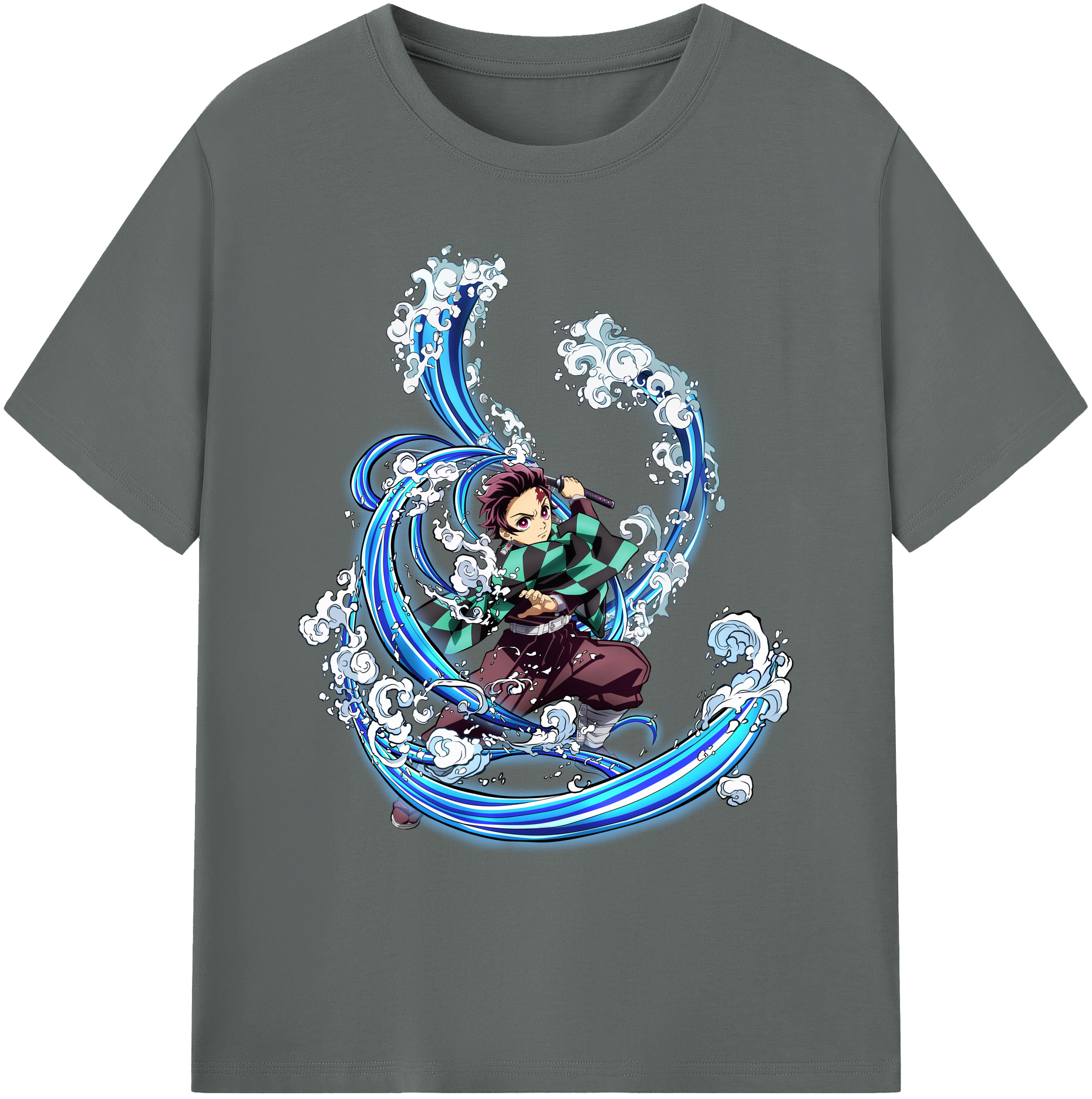 （画像用） 鬼滅の刃 竈門 炭治郎／かまど たんじろう Kamado Tanjirou 綿100％ メンズ半袖Tシャツ｜肌触りやわらか＆通気性